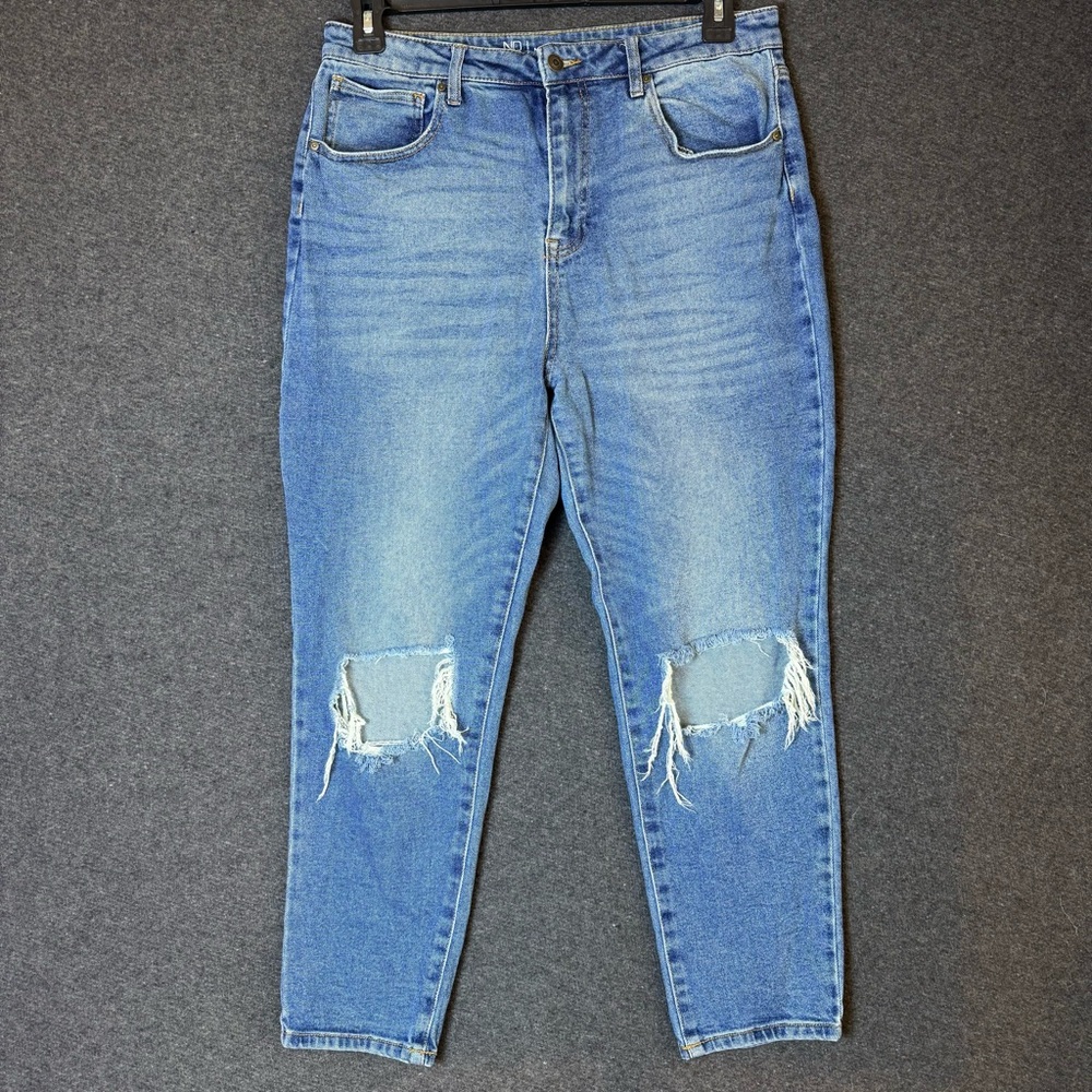 Nobo Women’s 15 Jeans Mom High-Rise Denim Taper Distress Ankle Light Wash Y2k 90